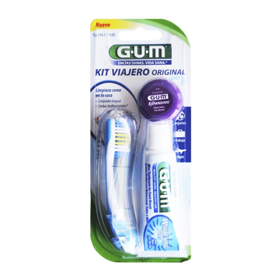 Kit Viajero GUM - con 3 piezas: Cepillo, Hilo dental, Pasta - Depósito  Dental REISIX